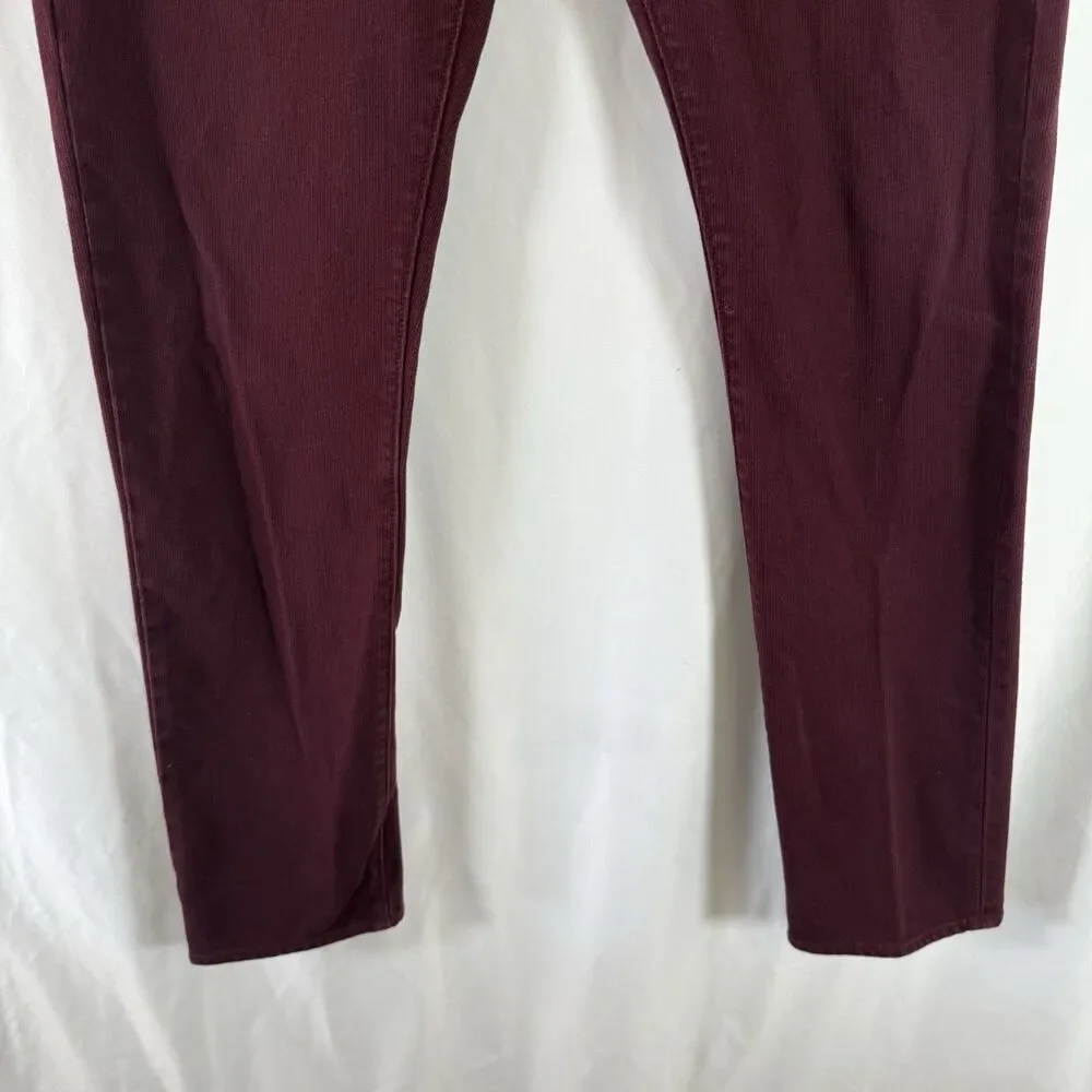 J. Crew the Driggs Jeans Men's 31x32 Burgundy Red Button Zip 100% Cotton